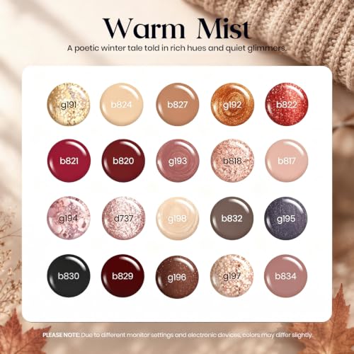 Beetles Fall Gel Nail Polish Set, 20 Colors Warm Mist Gel Polish - color: 0-0 Warm Mist