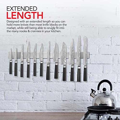 Modern Innovations Magnetic Knife Holder for Wall and Fridge - 24" Knife Magnetic Strip, Magnet Kitchen Knife Holder and Rack, Stainless Steel Magnetic Knife Bar for Kitchen Utensils - size: 24 Inch