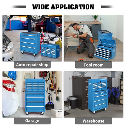 Winado 24" Portable Tool Box, 5 Drawer Tool Chest, Blue - color: Blue