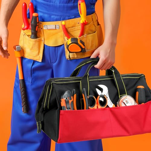 Sanwuta 3 Pack 16 Inch Tool Bags, Classic, Black Red, Blue, Yellow - color: Black Red, Blue, Yellow, size: 16 Inch, style: Classic