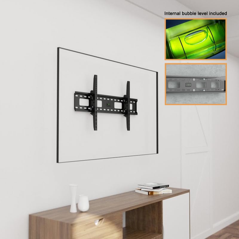 Ultra Slim Tilt TV Wall Mount Bracket for TCL QM751G 98QM751G 98 Inch TV - Low Profile 1.7" from Wall, 12° Tilt Angle, Industrial Grade, Easy Install