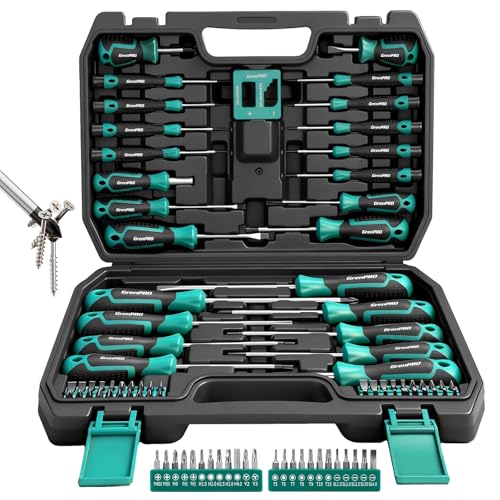 GRENPRO Screwdriver Set Precision 90pcs, S2 Alloy Steel Small Screwdriver Set, Torx Screwdriver Sets with Sturdy Tool Box, Includes Slotted Phillips Torx Tool Kit - color: Black & Green