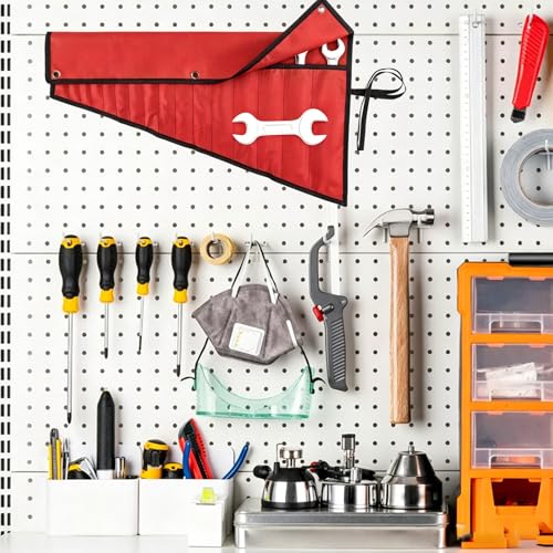 Wrench Organizer, Tool Roll Pouch,16-Pocket Waterproof Oxford Cloth - color: Red