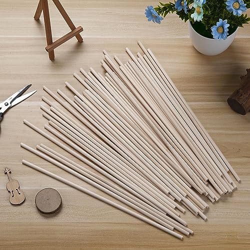 Wood Dowel Rods Wooden Dowels for Crafts, 50 PCS 1/4 x 15 Wooden Sticks for Crafts, Round Macrame Dowels, Unfinished Small Wood Sticks for Crafting, Lollipops, Tiered Cake, Photo Booth Props - size: 1/4"×15"-50PCS