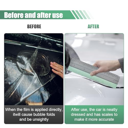 Vinyl Wrap Squeegee, Universal Car Wrapping Scraper with Ruler & Suede Felt Edge, Car Window Tint Film Installation Tool for Wallpaper Smoothing, Sign-Making Graphics Application (12 Inch) - size: 12 Inch