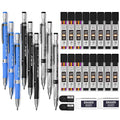 Nicpro 29 Pieces 2mm Mechanical Pencil Set 9 PCS Drafting Carpenter Pencils - color: ‎Silver