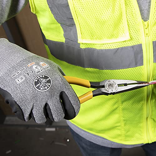 Klein Tools D203-8N Needle Nose Pliers and Wire Stripper, Long Nose Side Cutters with Wire Striping Hole, Heavy Duty Alligator Pliers, 8-Inch - style: Side Cutting/Wire Stripping