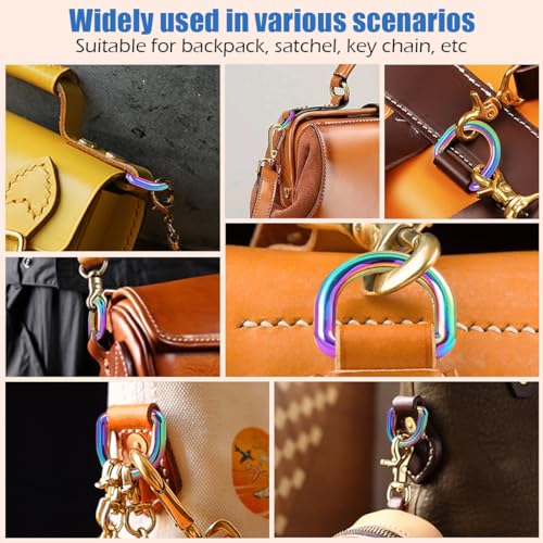 PECMER 20mm Rainbow D-ring Buckles-10 PCS Zinc Alloy D Rings 3/4 inch Metal D-Shape Buckle Clips-Non-welded Purse Hardware for Bag Making Webbing - color: 10pcs Rinbow D-ring -20mm