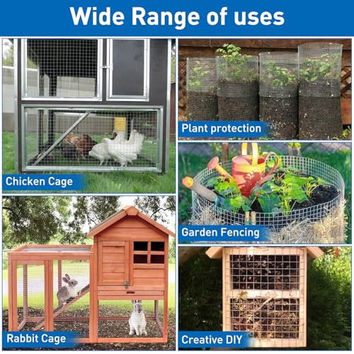 Hardware Cloth,Chicken Wire Fence,1/2 inch 15.7in x 6ft Galvanized Welded Cage Wire for Bird Wire Gopher Wire Rabbit Wire Snake Fence Poultry Netting Cage Screen - size: 15.7in×6ft