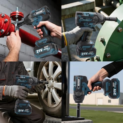 Cordless Impact Wrench 1/2 Inch, Brushless Impact Gun 1500 N.m/1106ft-lbs - color: Blue With Battery