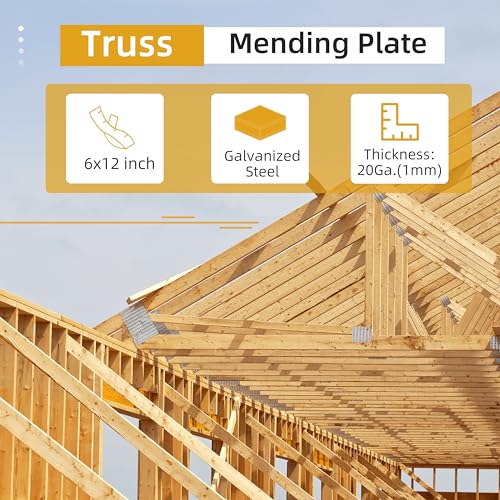 10 Pack 6x12 inch Truss Mending Plate Fits for 8mm Nail Teeth - size: 6x12 inch