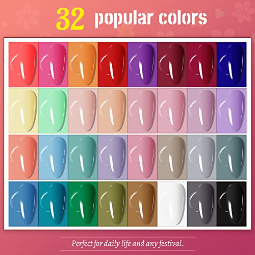JODSONE Gel Nail Polish Kit with U V Light 36 PCS Classic Black and White Nude and Blue Purple Gel Polish Set with Manicure Tools Suitable for All Sea - color: 32KIT 1G 01-A