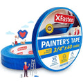 XFasten Professional Blue Painters Tape, Multi-Use, 3/4 Inches x 60 Yards (3-Pack) - Produces Sharp Lines and Residue-Free Artisan Grade Clean Release Wall Trim Tape - size: 3/4 Inches x 60 Yards (3-Pack)