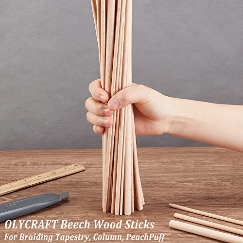 OLYCRAFT 36Pcs Dowel Rods Wood Sticks 3mm 4mm 5mm 6mm 8mm 10mm Assorted Sizes Beech Wood Sticks Unfinished Dowel Round Wood Dowels for DIY Projects Crafting, Wooden Craft Sticks - size: 300x3~10mm