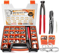 560PCS 22-Sizes Stepless Single Ear Hose Clamp Kit with Pliers & Cutter, 5.3-36.1mm (1/4"-1-3/8") 304 Stainless Steel Anti-Corrosion Clamps for Automotive Fuel Line,CV Boot,HVAC,Radiator & PEX - size: 560 PCS 22 Size