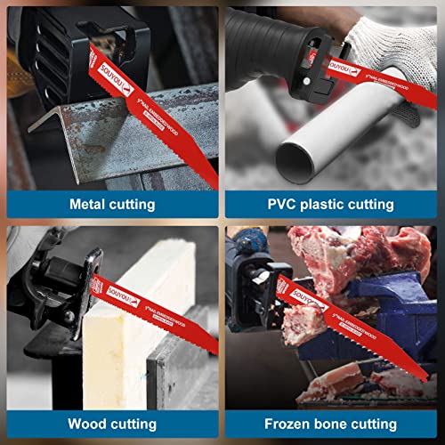 25 Pack 9 Inch 6/12 Tpi Reciprocating Saw Blades Bi-Metal Steel Demon with Perma-Shield Coating Stud and Reciprocating Saw Blades for Cutting Embedded Wood Metals PVC Pallets etc. - size: 9in 25Pack, style: 6/12 Tpi
