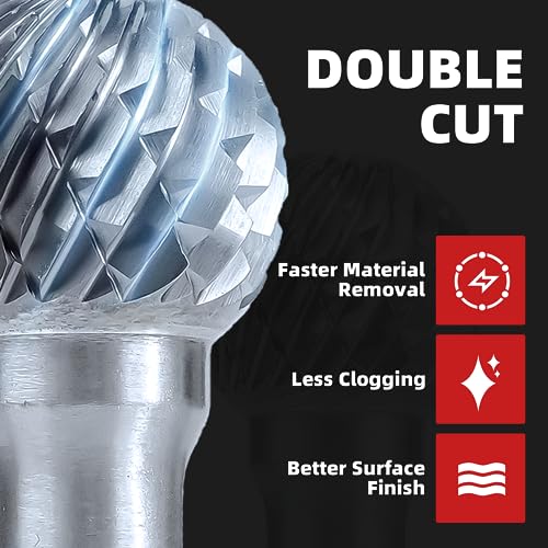 EZARC Tungsten Carbide Rotary Burr Bit, SD-5 Double Cut, 1/4-Inch Shank - style: SD-5
