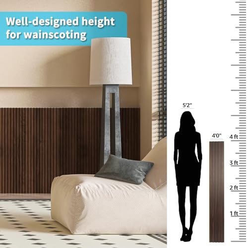 Art3d 48 x 6 in WPC Wood Slat Wall Panels, 3D Wall Accents, 16-Pack, Walnut | Real Wood Grain, Durable, Water Resistant, Wear-Resistant, No Emission, Eco-Friendly, Easy to Care, for Living Room, Bedroom - color: Walnut, size: 48" * 6"