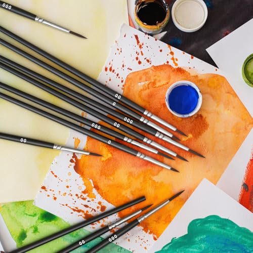 Tiny Detail Paint Brushes 60 Pcs Fine Paint Brushes Set with 3 Size #0#00#000 Liner Brush for Miniature 40k Model Crafts Watercolor Acrylics Oil
