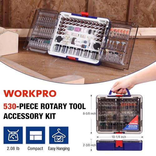 WORKPRO 530-Piece Rotary Tool Accessory Kit, Rotary Tool Bits for Easy Cutting, Grinding, Sanding, Polishing, Cleaning, Drilling, Carving and Engraving - style: 530 Piece Rotary Tool Attachments