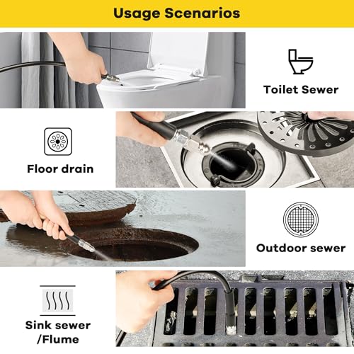 Sewer Jetter Kit for Pressure Washer 100ft 1/4 Inch NPT - size: 100FT X1/4in
