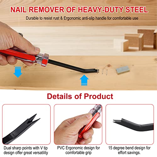 Staple Remover, Staple Puller, Upholstery Tools Staple Lifter, Double Prongs Design, Tack Puller Nail Puller for Removing Various Staples for Furniture, Floor, Wooden Case, Carton, Photo Frame, Carpet - size: Pack of 1