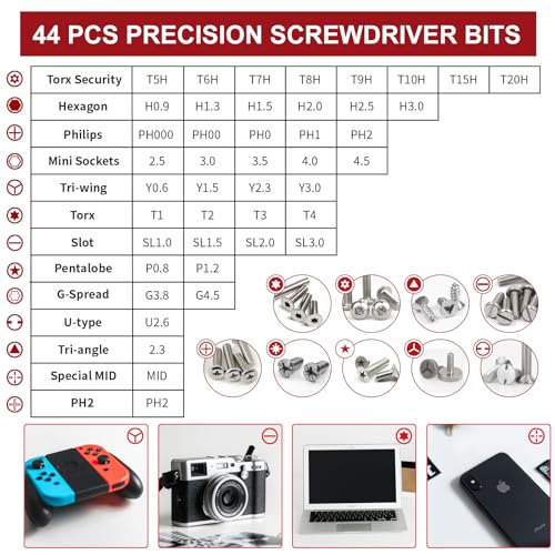 SHARDEN 59 in 1 Small Magnetic Precision Screwdriver Set With Case - color: Red
