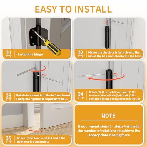 Luxbaro 2 Pack Self Closing Door Hinges 3.5 Inch, Adjustable Tension - color: Matte Black-5/8'', size: 3.5" 2 Pack