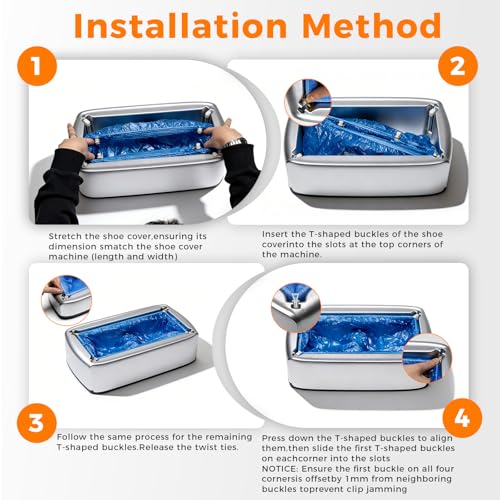 Automatic Shoe Cover Dispenser with 200 PCS Disposable Boot Covers, Hands-Free Step-On Machine, No Electricity, Non-Slip & Reusable, Fits Most Sizes for Home Office Lab & Medical Use