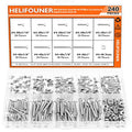 HELIFOUNER 240 Pieces #4-40 Phillips Countersunk Head Machine Screws Nuts Assortment Kit, Coarse Thread, Fully Machine Threaded, 304 Stainless Steel - size: #4-40