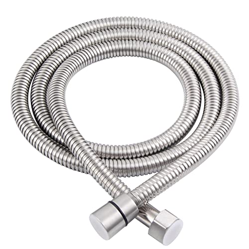 Angle Simple Brushed Nickel Flexible Shower Hose 59 Inches, 1/2" IPS - color: Brushed Steel, size: 59 Inch