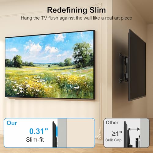 Supcline 0.31” Ultra Slim TV Wall Mount for 42-100 Inch TV Up to 176lbs - size: 42-100 inch