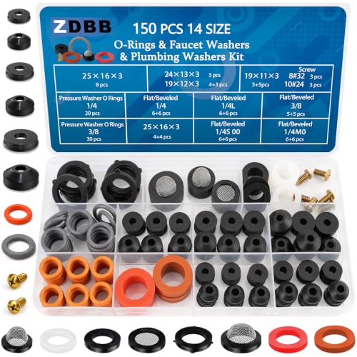 ZDBB 150 Pcs 14 Size Power Pressure Washer O Ring & Hose Faucet Washers Kit - size: 150 PCS