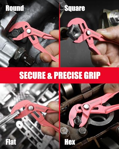 WORKPRO Mini Water Pump Pliers, 4-Inch Groove Joint Pliers for Tight Spaces - color: Pink