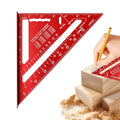 Aluminum Alloy Rafter Square 7 Inch, Carpenter Square Layout Tool with Laser-Etched Scale, Woodworking Triangle Ruler for Carpenters Craftsmen, Multi-Angle Protractor (Red) - color: Red