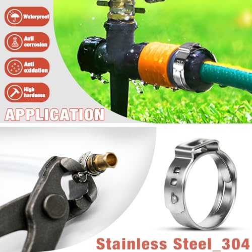 AKIHISA 360Pcs 16 Sizes Single Ear Hose Clamps, 5.3-36.1mm Stainless Steel_304 Crimp Hose Clamps Cinch Rings Assortment Kit for Automotive, Pipe, Plumbing - size: 360Pcs (5.3-36.1mm)