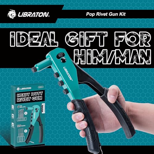 LIBRATON Rivet Gun Kit, Pop Rivet Gun, Heavy Duty Rivet Tool, Hand Riveter