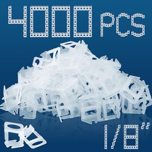 1/8” Tile Leveling Clips 4000 PCS Tile Leveling System Kit Tile Spacers, Prevent Tile lippage, Professional Ceramic Tile and Stone Leveler Installation (1/8 IN, 4000) - size: 1/8” 4000