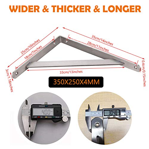 CLT Shelf Bracket, 14” Max Load: 550 lb Heavy Duty Stainless Steel Bracket for Table Bench, Space Saving DIY Bracket, Pack of 2 - color: Silver, size: 14 Inch