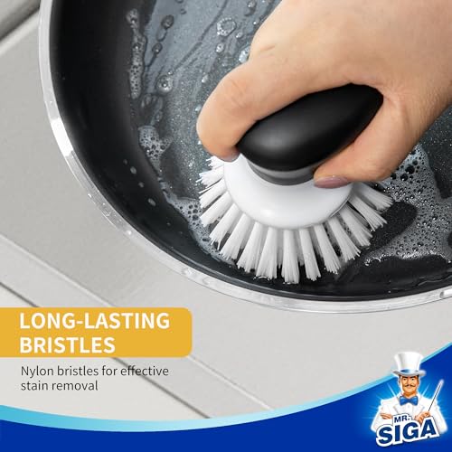 MR.SIGA Dish Scrub Brush, Palm Brush Dish Scrubber, White, Pack of 2 - color: White