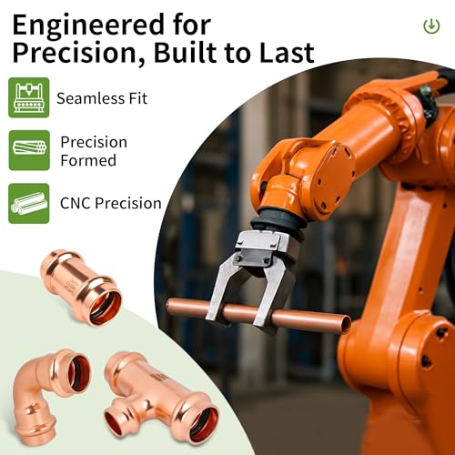 (wdaisy 15 Pack) Copper Press Fittings Kit – 1/2 Inch Tee, Elbow & Coupling, Press Compatible Copper Plumbing Fittings, Lead-Free, for Potable Water - size: 1/2" Combo Kit - 15P
