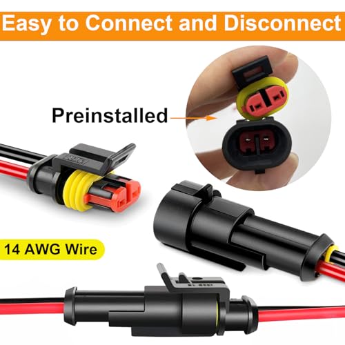 14 AWG 2 Wire Connector 2 Pin Automotive Electrical Waterproof Connectors - size: 2pin/10set