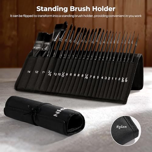 Nicpro Watercolor Brushes Professional, 24pcs Soft Synthetic Squirrel Brush - color: Black