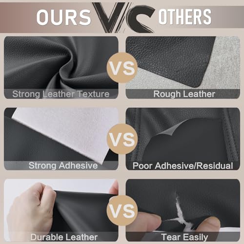 Leather Repair Tape, Self Adhesive Leather Repair Patch Kit Dark Grey - color: Dark Grey, size: 4x 63 inch