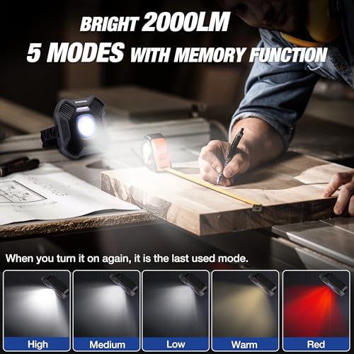 WORKPRO Magnetic Work Light, 4000mAh Rechargeable LED Work Lights, 2000LM