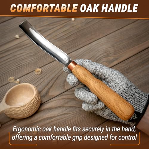 BeaverCraft Wood Carving Gouge 7L/22 Spoon Carving Tools, Chisels - Bowl Gouge, Wood Curved Chisel - Whittling Spoon Knife