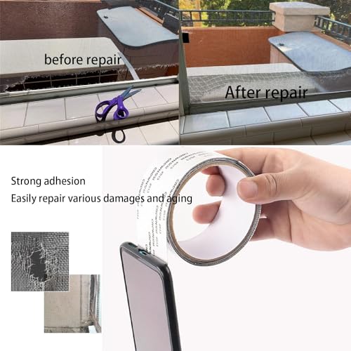 2026 New Strong Adhesive Screen Repair Tape, Screen Repair Kit Window Screen Repair Tape, Fiberglass Screen Tape Mesh Repair Suitable (5cm x 200cm) for mesh Doors and Windows Gray - color: Grey