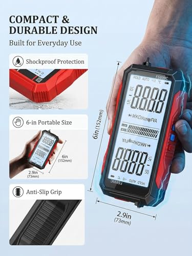 USB Rechargeable Digital Multimeter 6000 Counts Large Color Screen & Backlight FS899L Smart Auto Ranging Multimeter True RMS Digital Voltmeter Multi Meter Digital Tester for Automotive Home