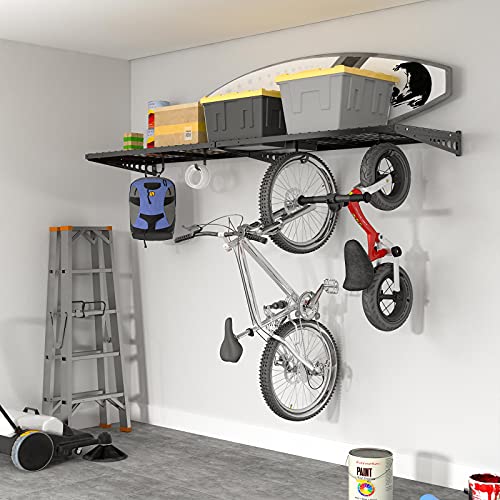 FLEXIMOUNTS 2 Pack 2x4ft Garage Storage with 4 Hooks, Black - size: 2 pack-2x4 ft/ 4hooks