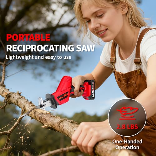 FULLYEA Reciprocating Saw Cordless, 3500SPM Variable Speed, 2x2.0Ah Battery
